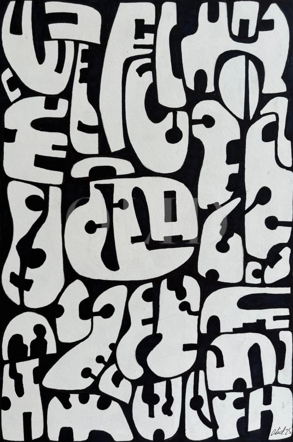 Alfabeto blando — Tinta sobre papel