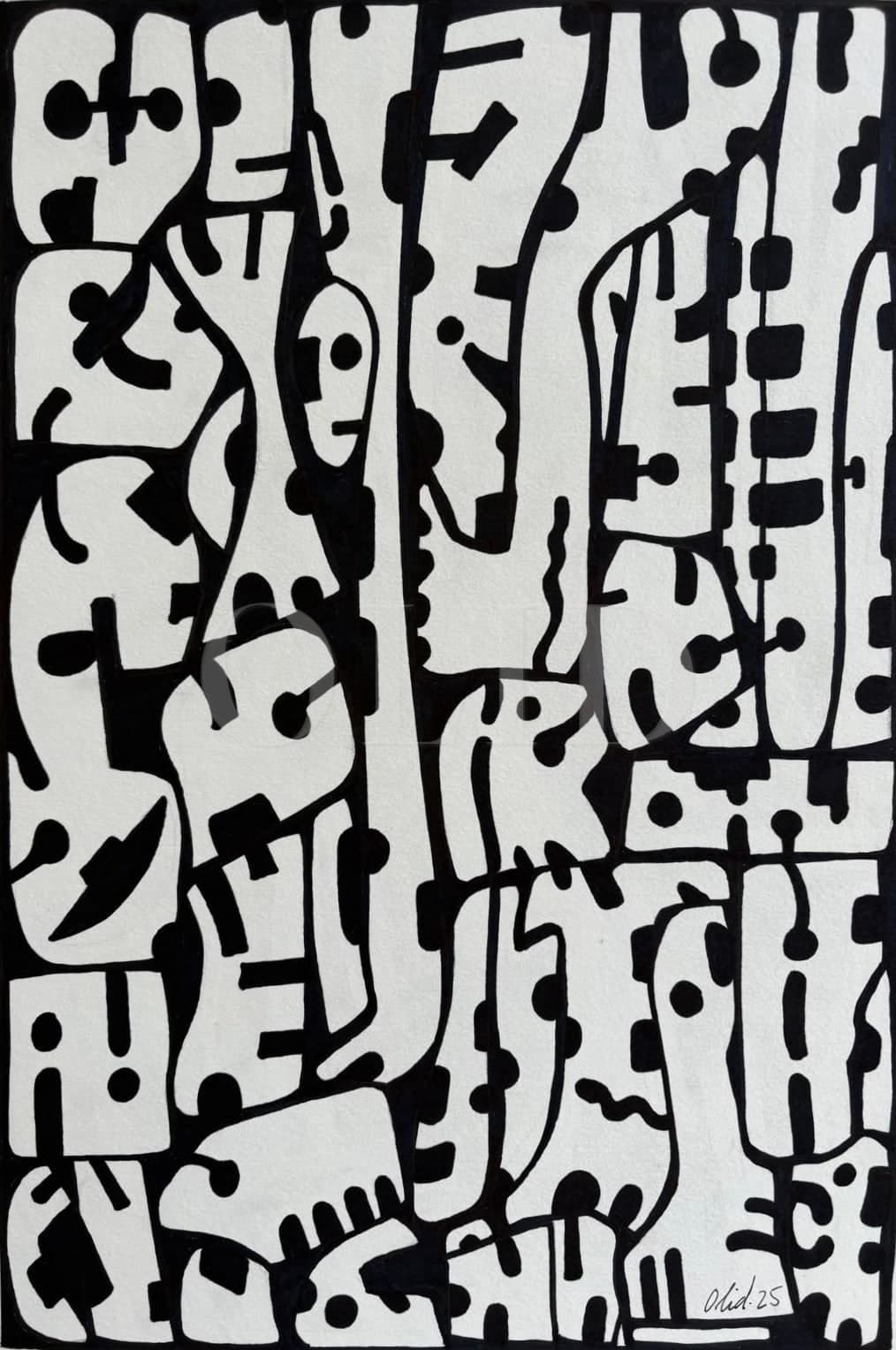 Columnas de glifos — Tinta sobre papel