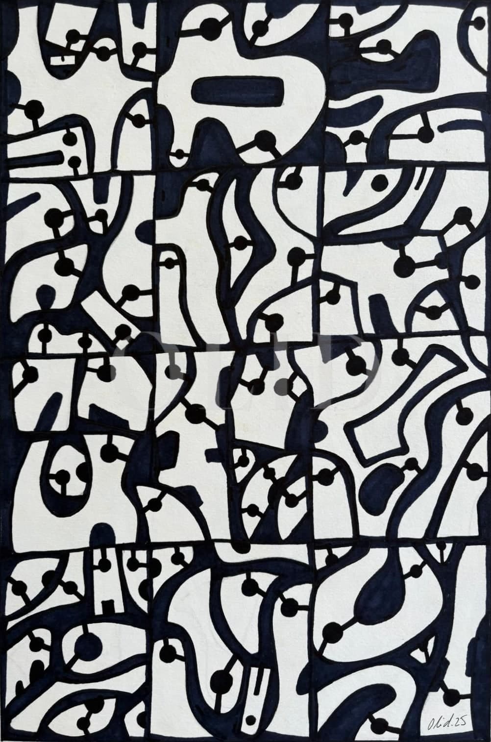 Cuadrícula orgánica — Tinta sobre papel