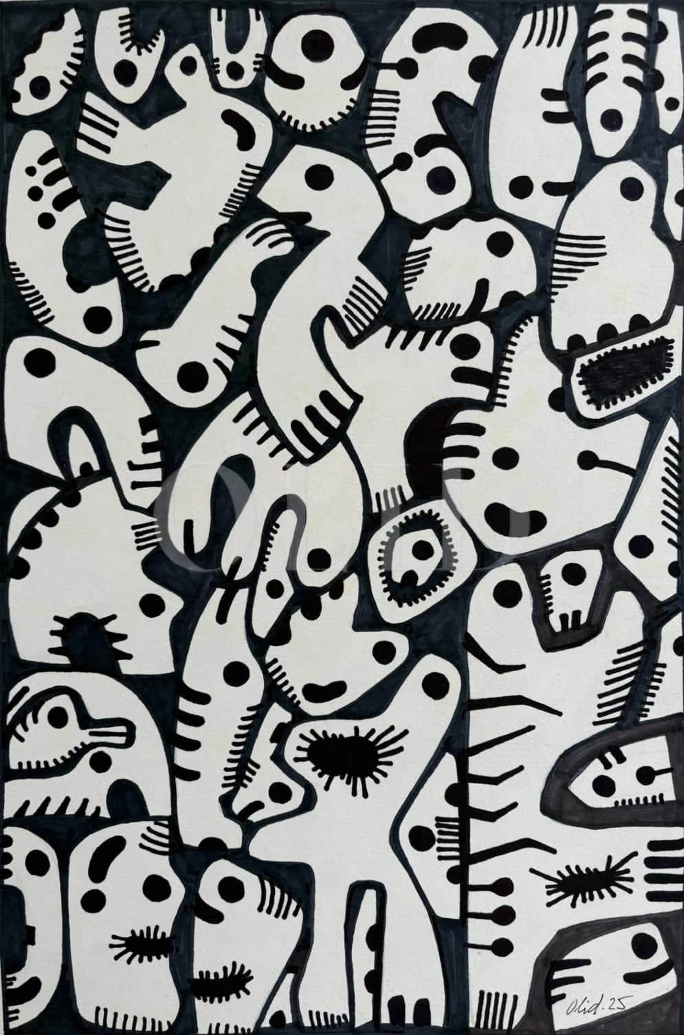 Multitud — Tinta sobre papel