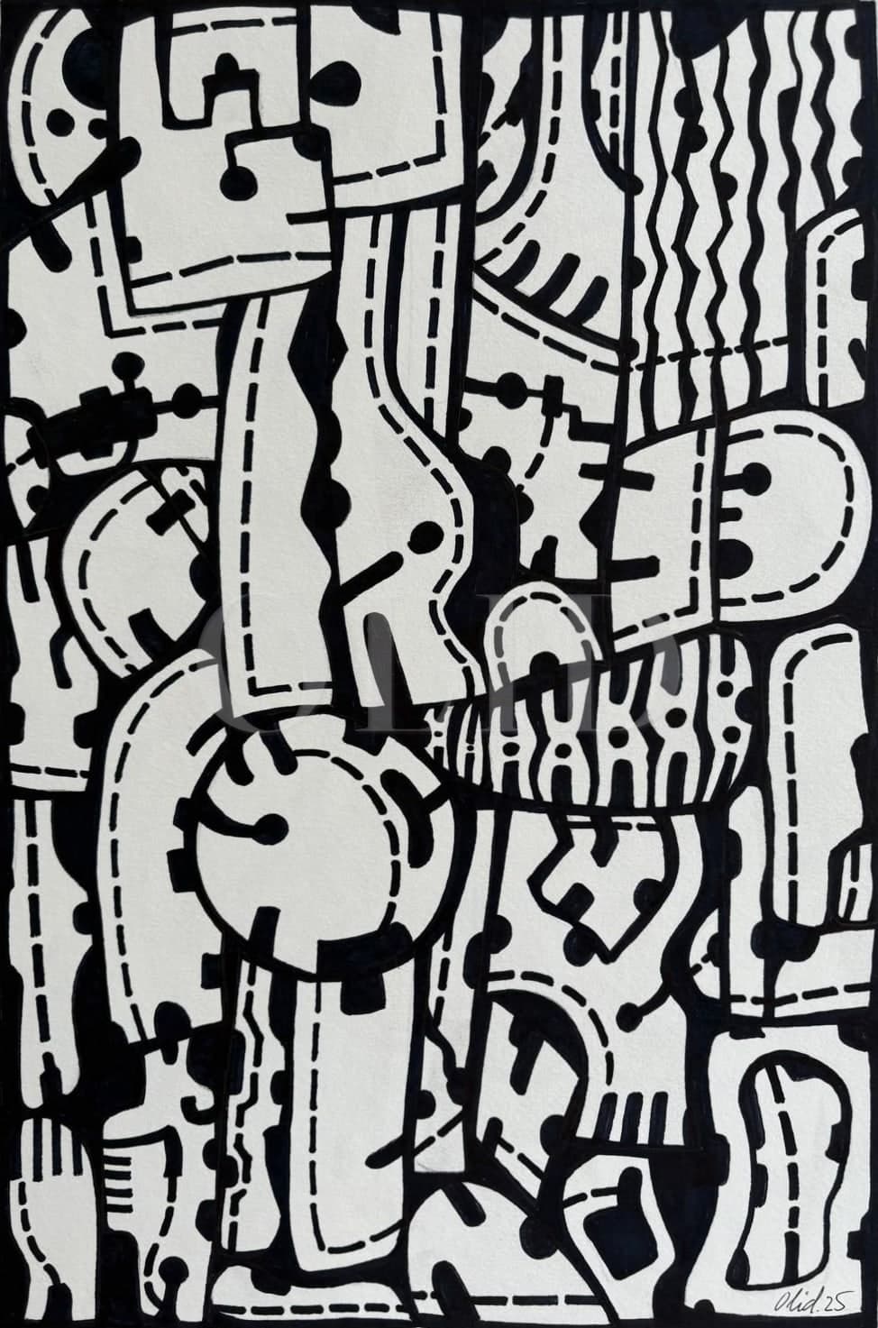 Patrón cosido — Tinta sobre papel