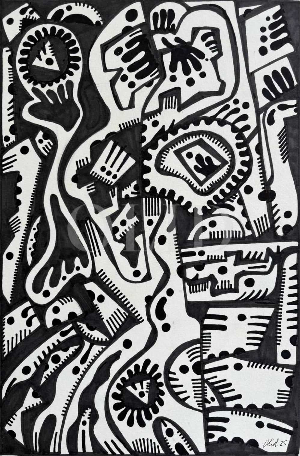 Río de ojos — Tinta sobre papel