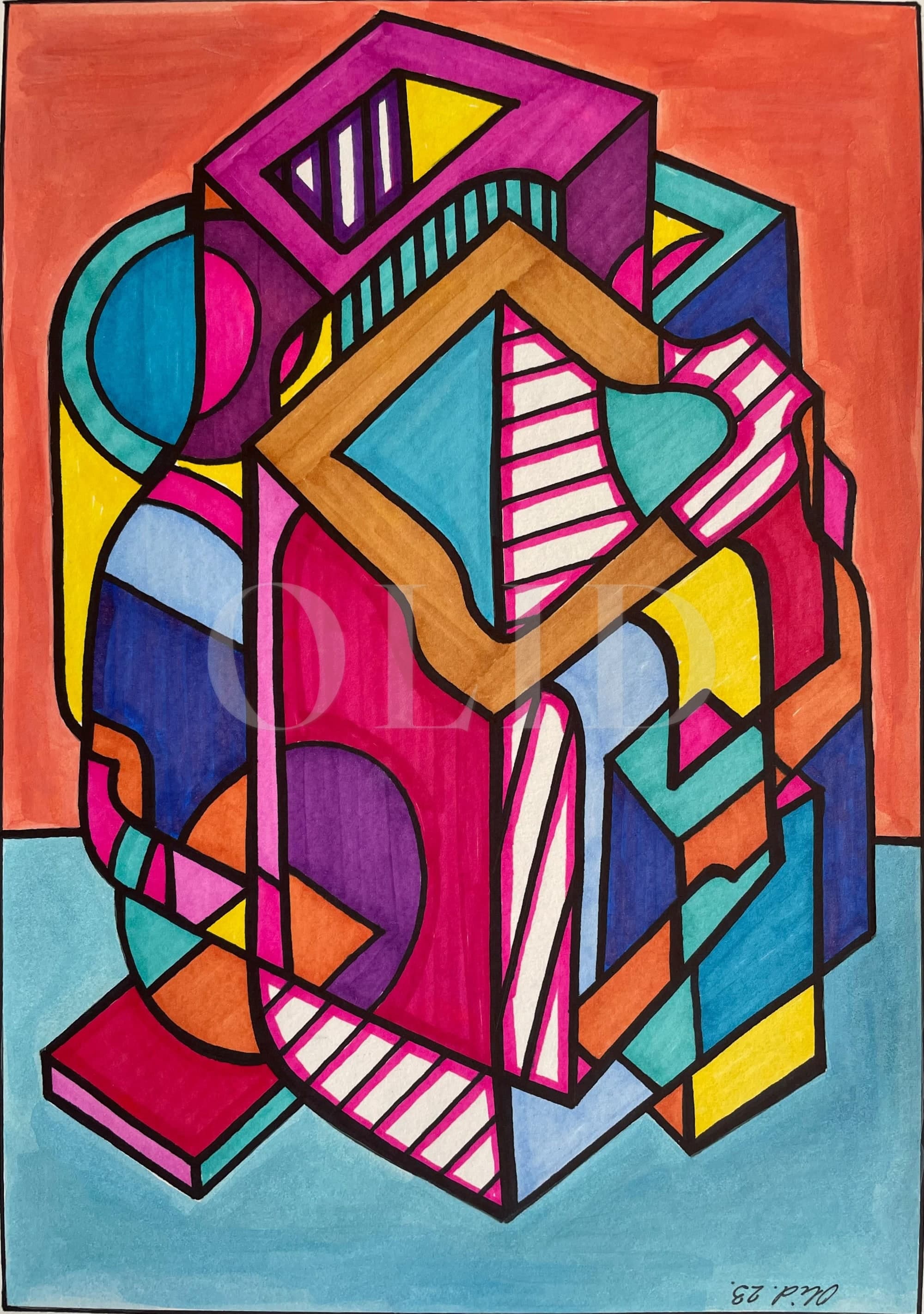 Torre de aristas — Técnica mixta