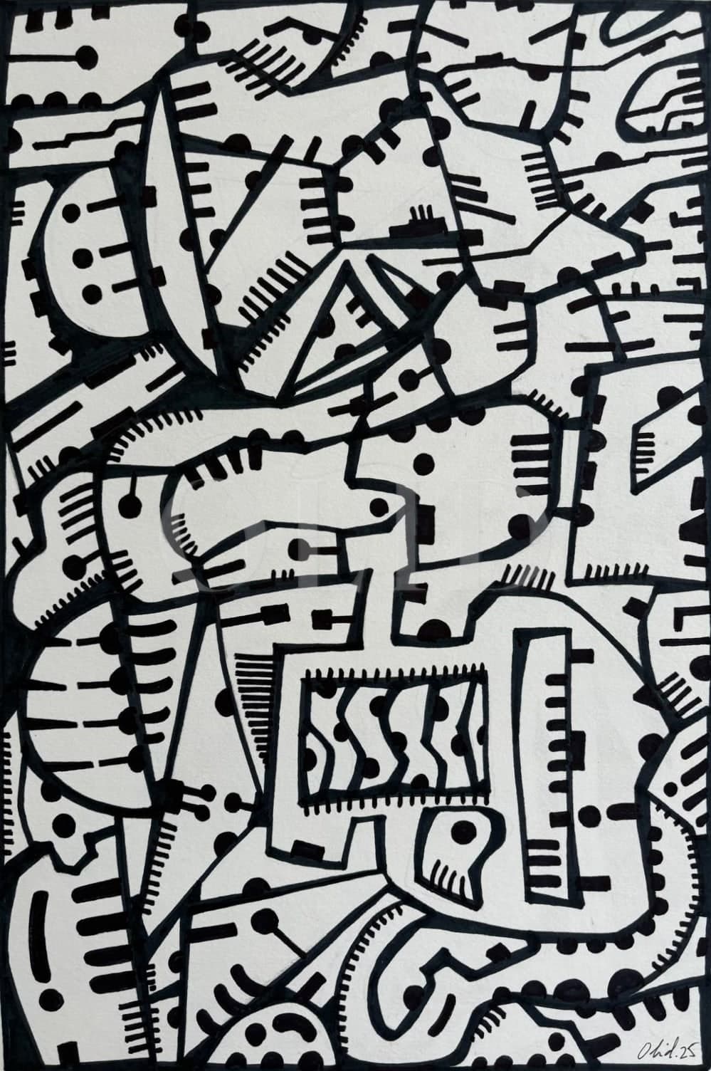 Ventana entre esquirlas — Tinta sobre papel
